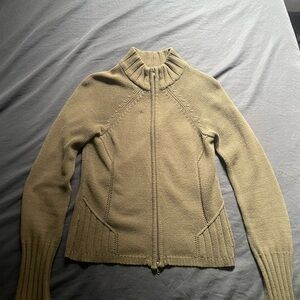 Zip-Front Women's Knit Sweater Jacket in Olive